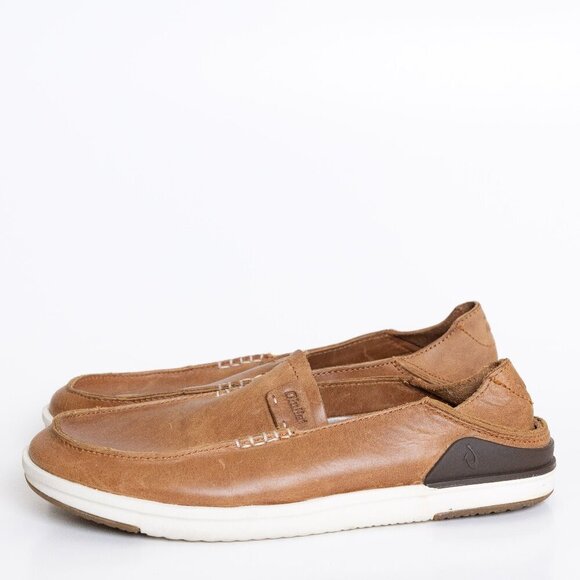 Olukai Kakaha Leather Loafer Brown Fox Slip On - Picture 2 of 16